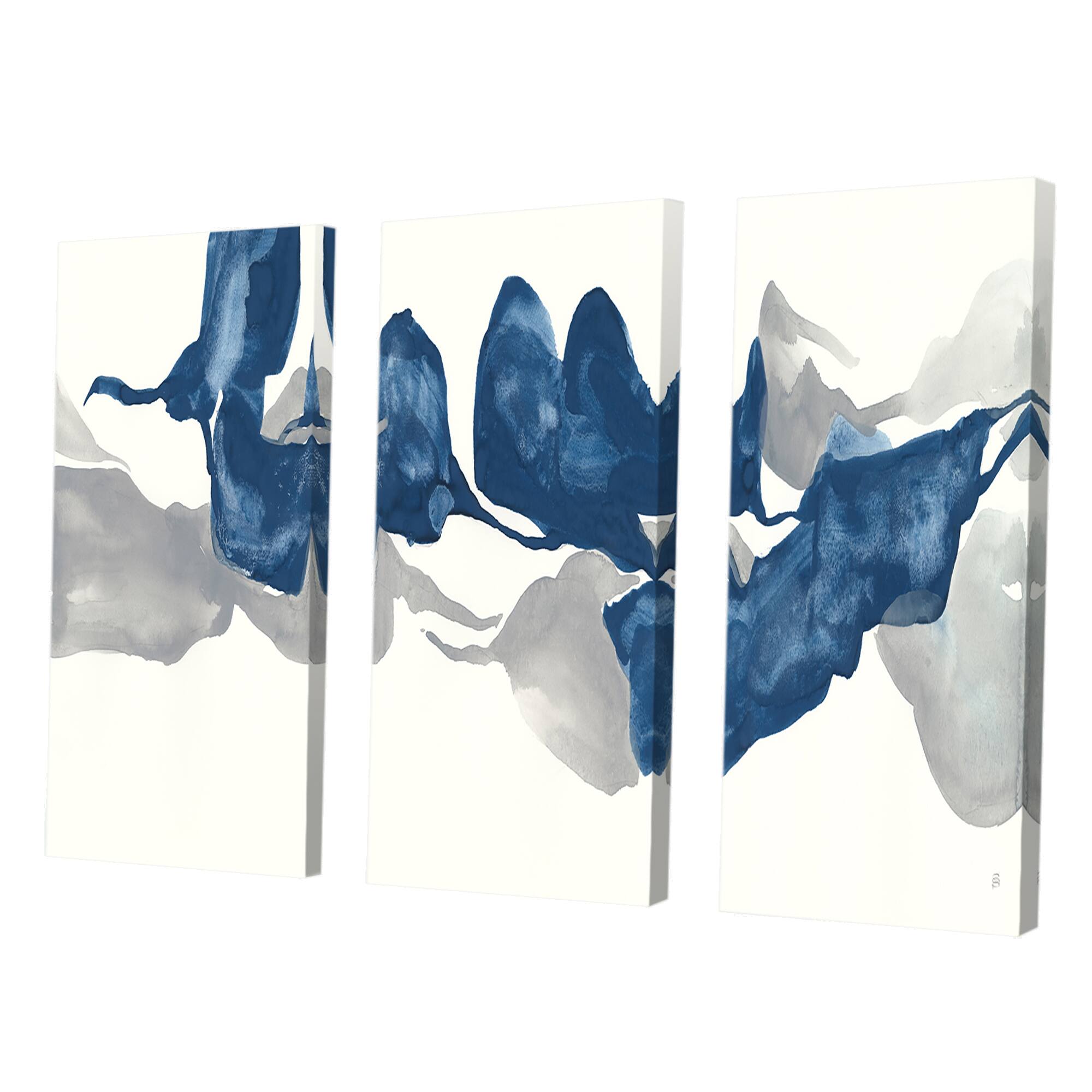 Designart Sapphire & Gray Gouache Modern Canvas Art